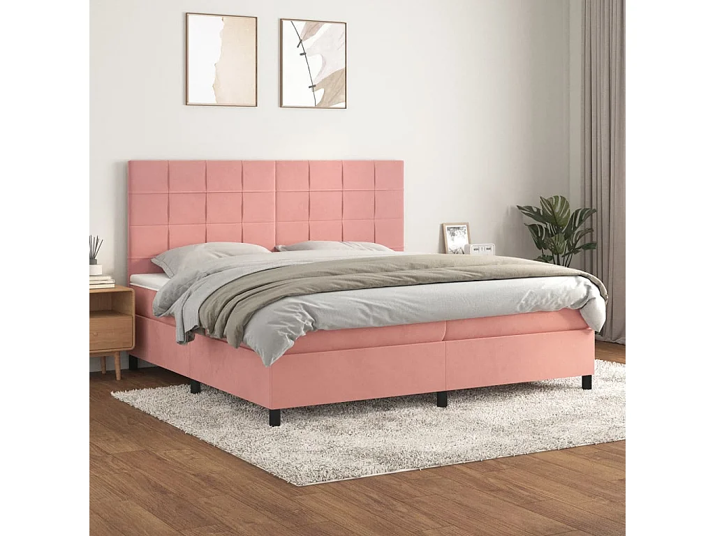 Sommier à lattes de lit avec matelas Rose 200x200 Velours