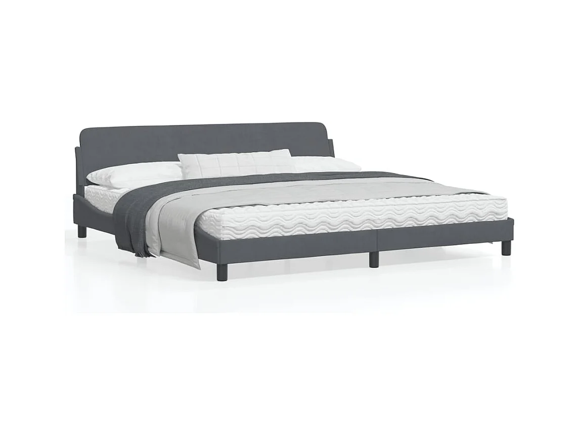 Cadre de lit avec tête de lit Gris foncé 200x200 Velours