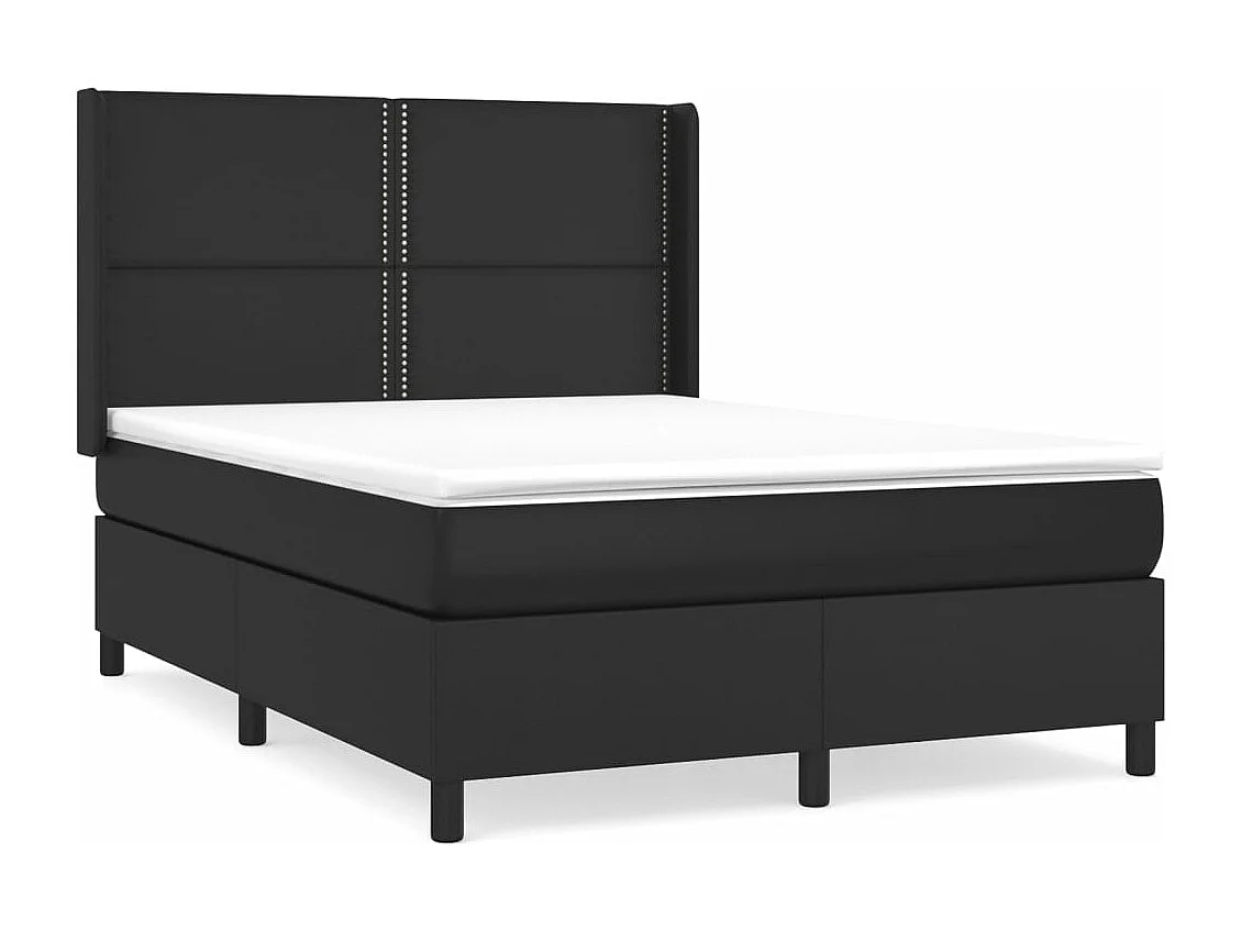 vidaXL Cama box spring con colchón cuero sintético negro 140x190 cm