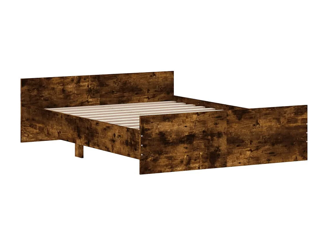 Cadre de lit tête de lit et pied de lit chêne fumé 135x190