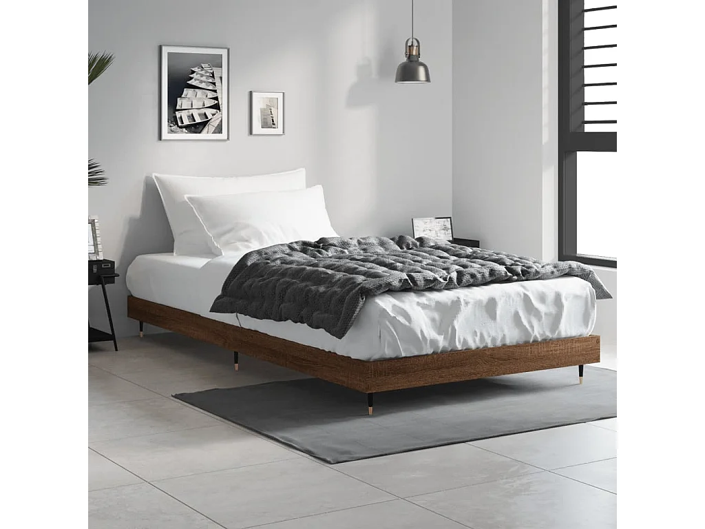 Cadre de lit chêne marron 100x200 bois d'ingénierie