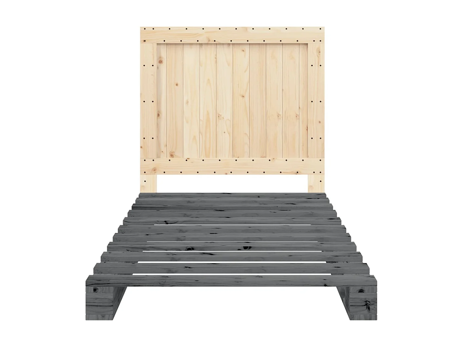 Cadre de lit et tête de lit gris 100x200 bois de pin massif