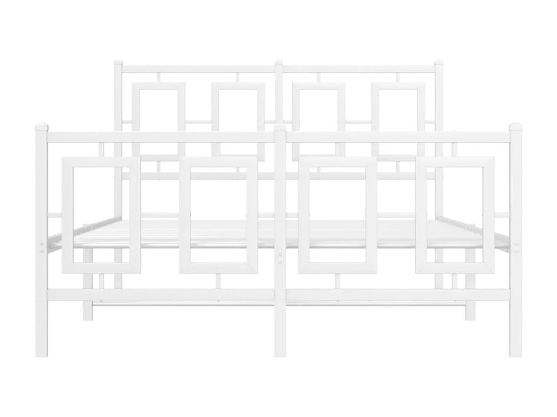 Cadre de lit métal avec tête de lit-pied de lit blanc 120x200