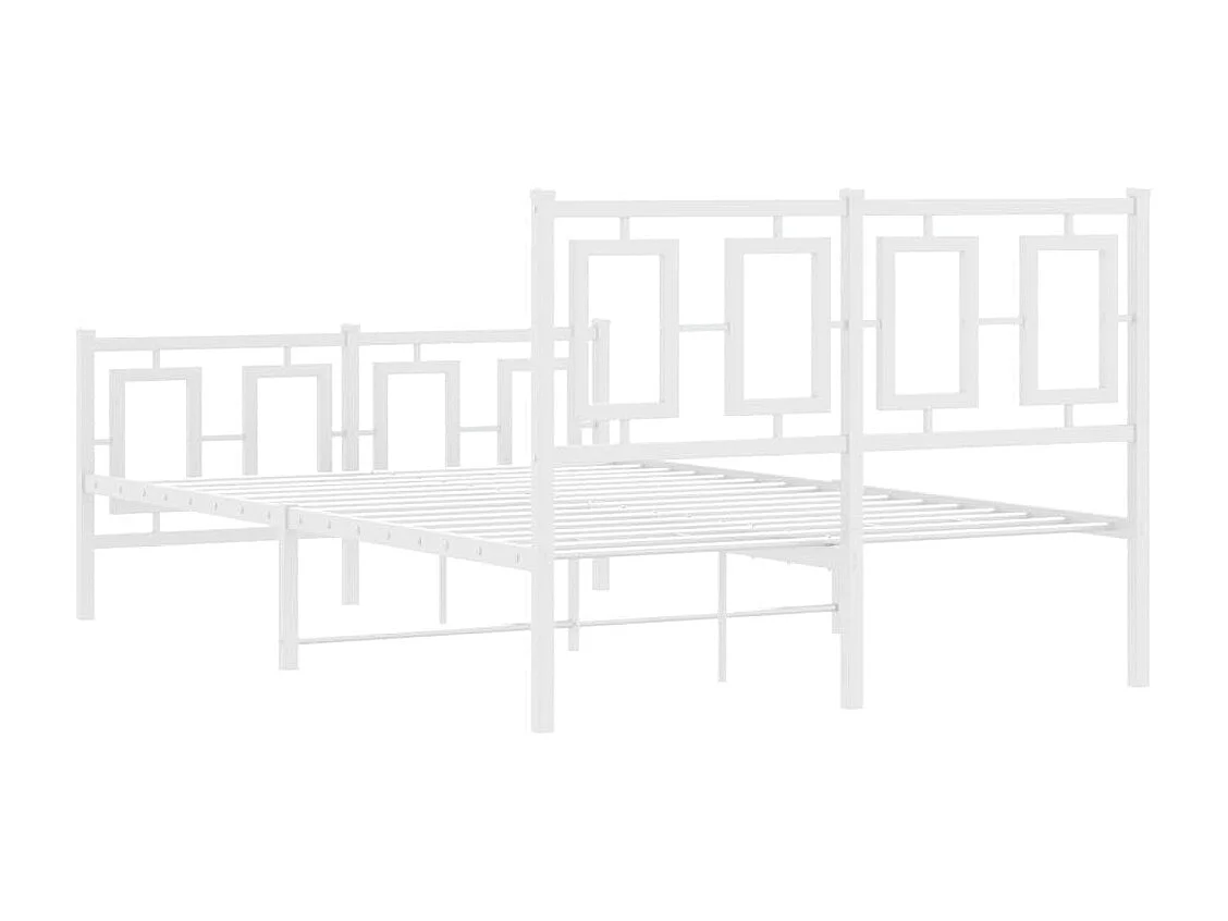 Cadre de lit métal avec tête de lit-pied de lit blanc 120x200