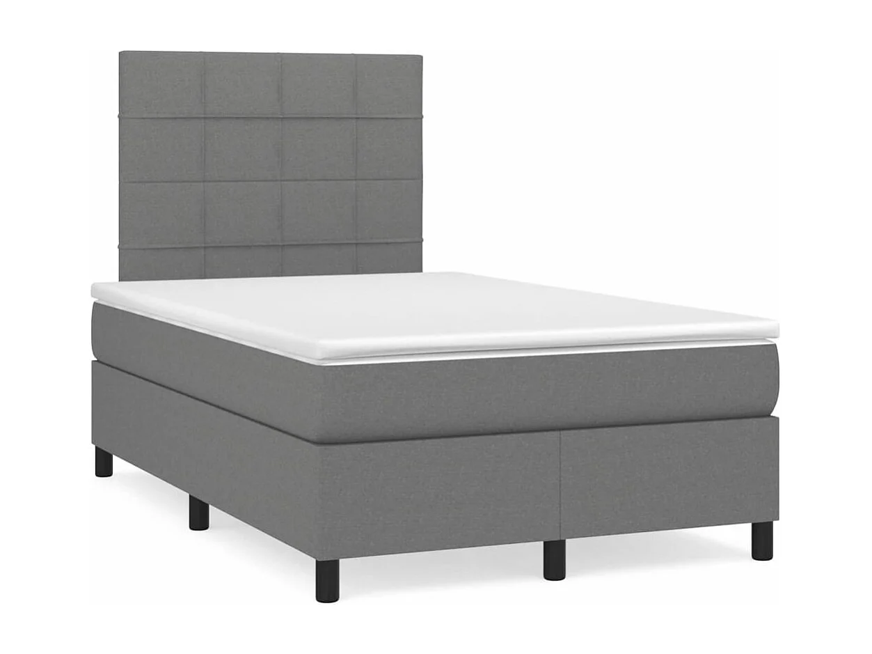 Sommier à lattes de lit avec matelas gris foncé 120x190 tissu