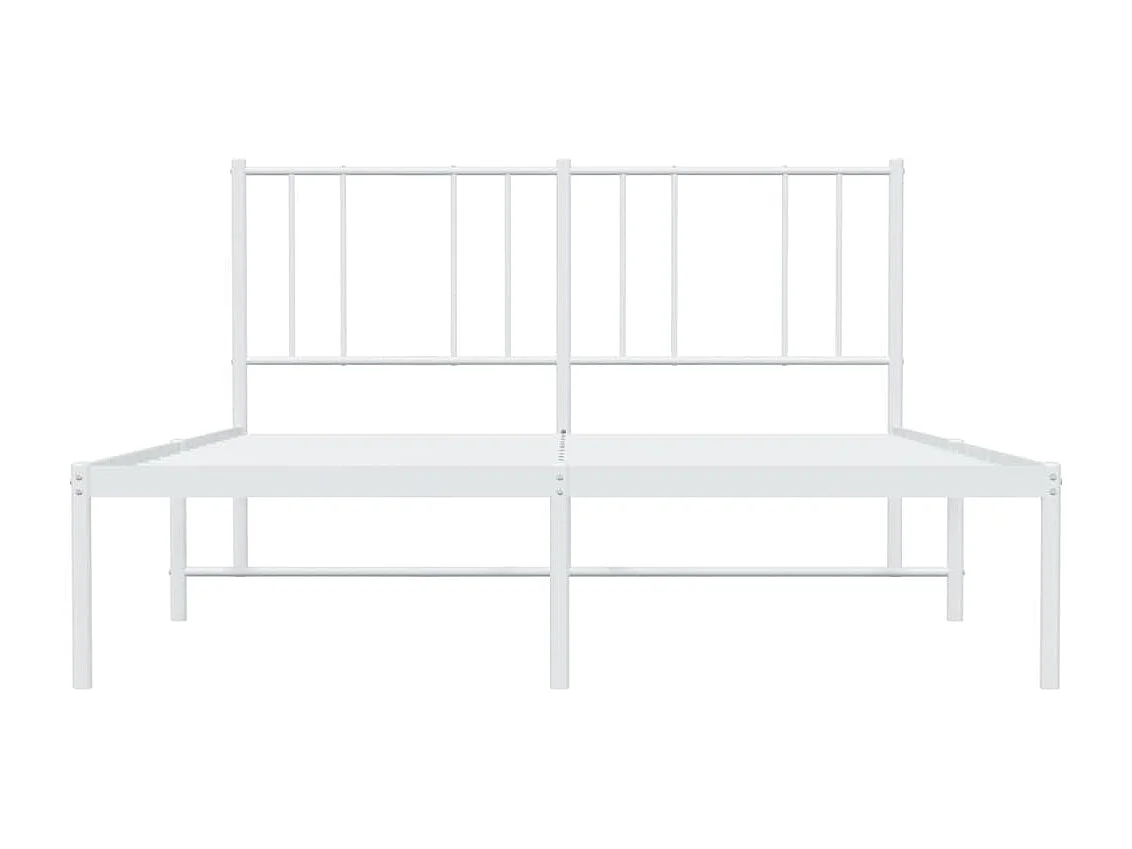 Cadre de lit métal avec tête de lit blanc 135x190