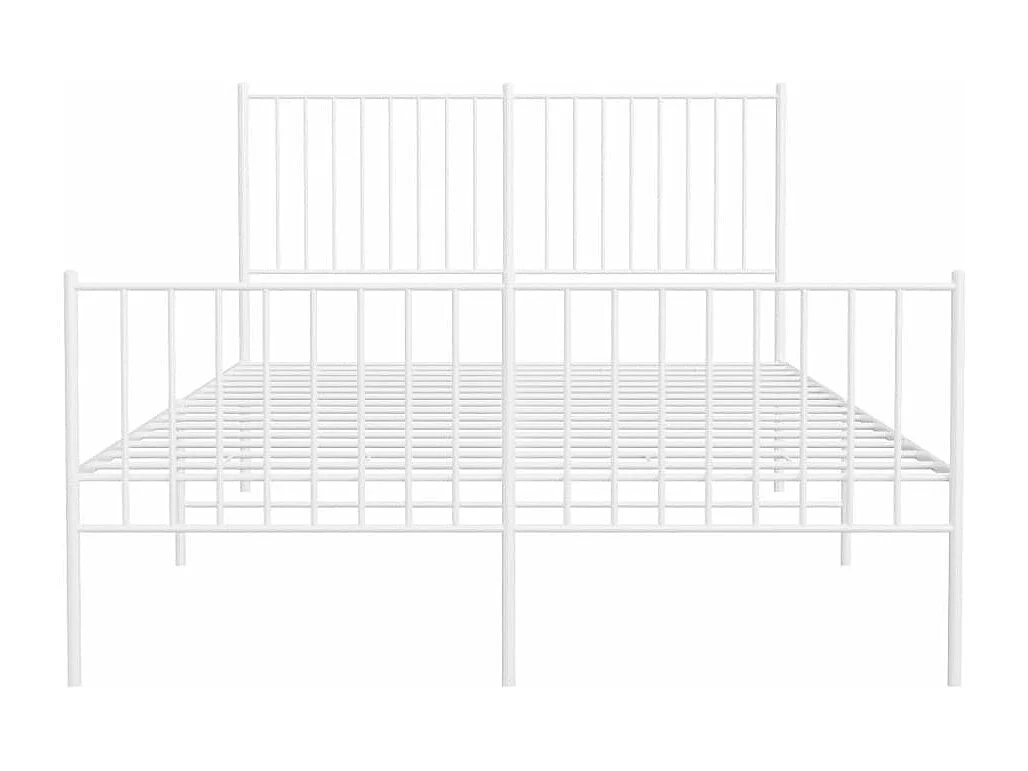 Cadre de lit métal avec tête de lit-pied de lit blanc 140x190