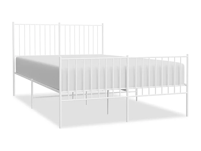 Cadre de lit métal avec tête de lit-pied de lit blanc 140x190