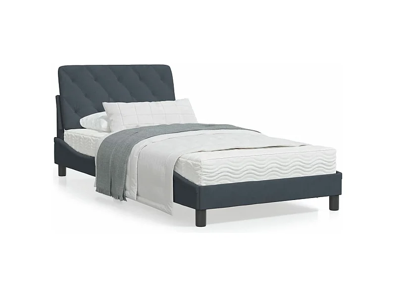 Cadre de lit avec lumières LED gris foncé 100x200 velours