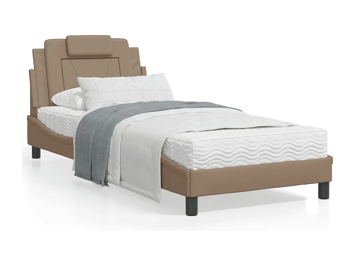 Lit avec matelas cappuccino 90x200 similicuir