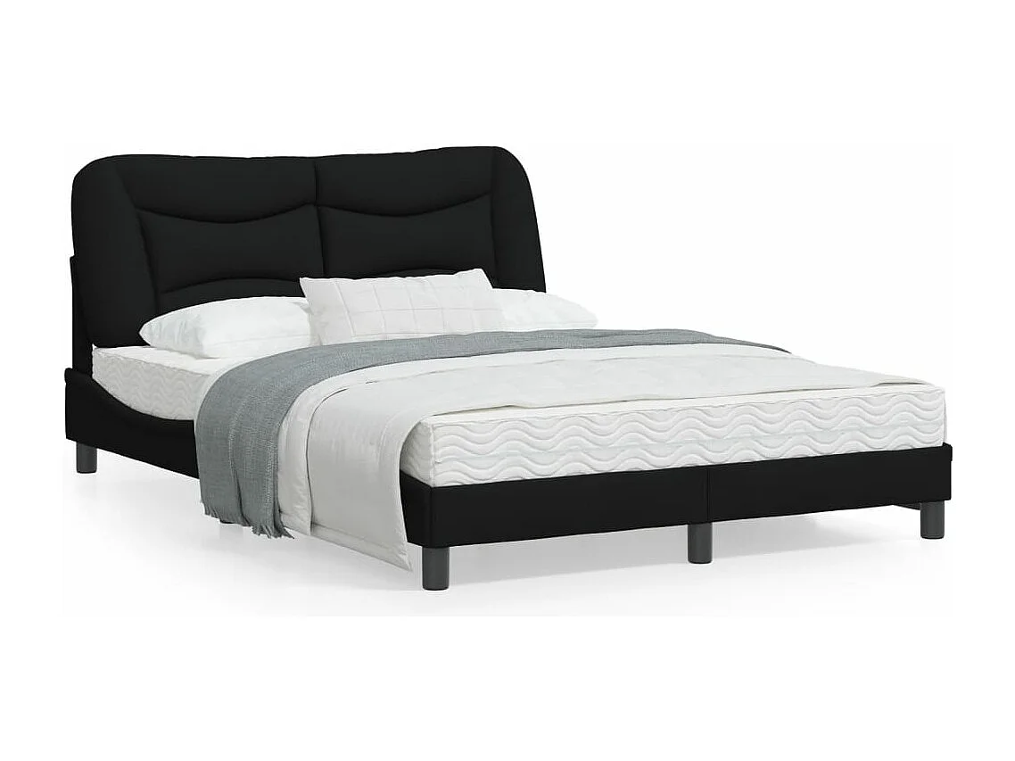 Cadre de lit avec tête de lit Noir 120x200 Tissu