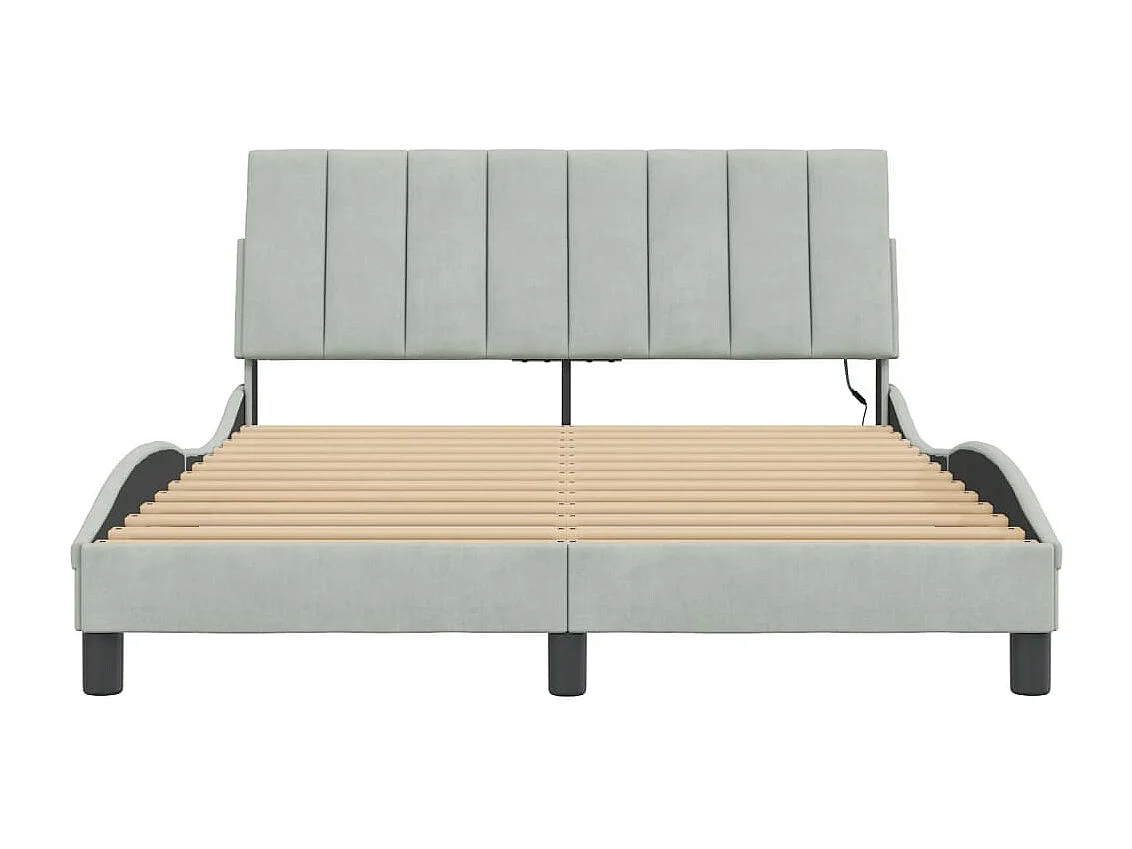 Cadre de lit avec lumières LED gris clair 120x200 velours