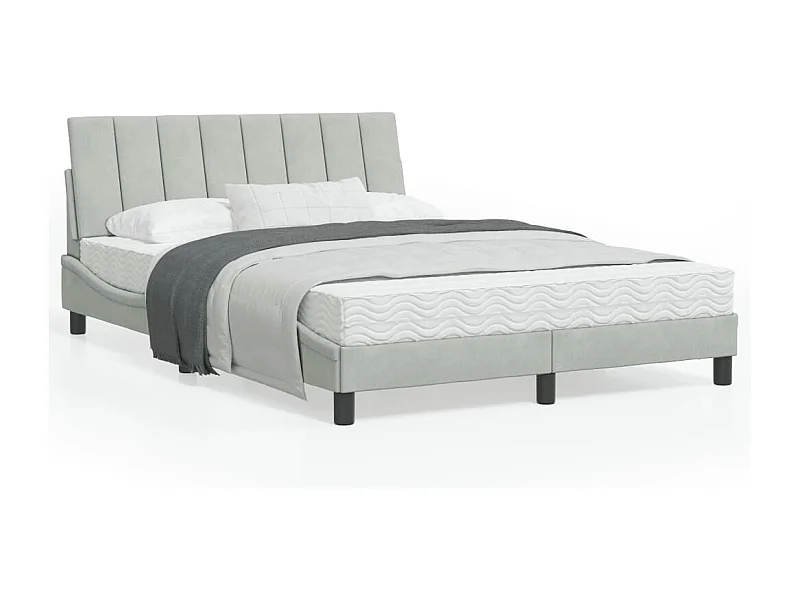 Cadre de lit avec lumières LED gris clair 120x200 velours