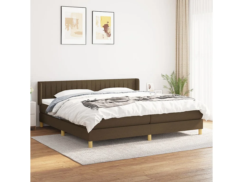Lit à sommier tapissier avec matelas Marron foncé 200x200