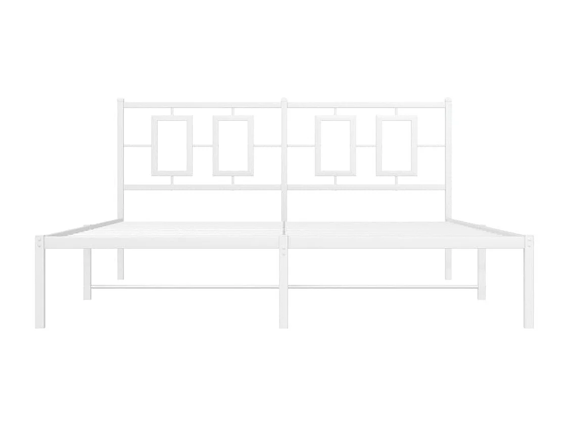 Cadre de lit métal avec tête de lit blanc 150x200