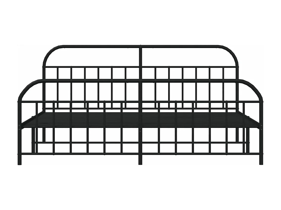 Cadre de lit métal avec tête de lit-pied de lit noir 193x203