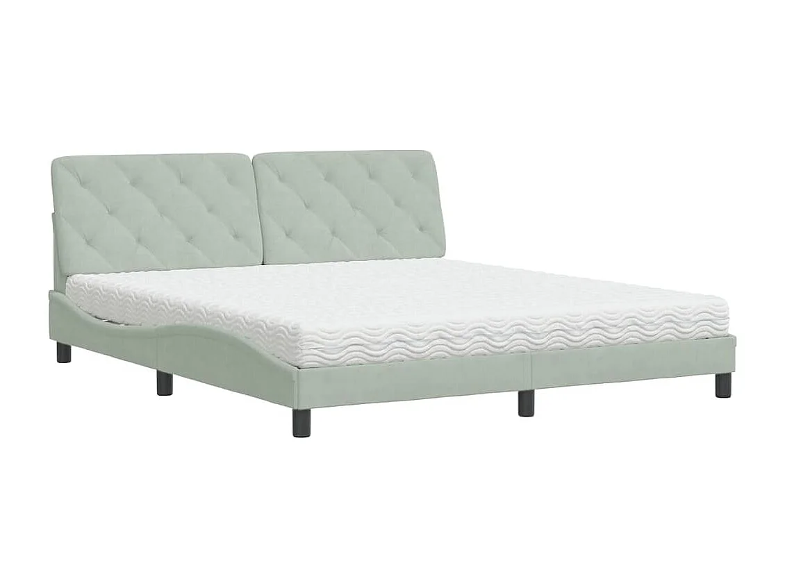 Lit avec matelas gris clair 180x200 velours