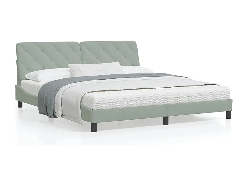 Lit avec matelas gris clair 180x200 velours