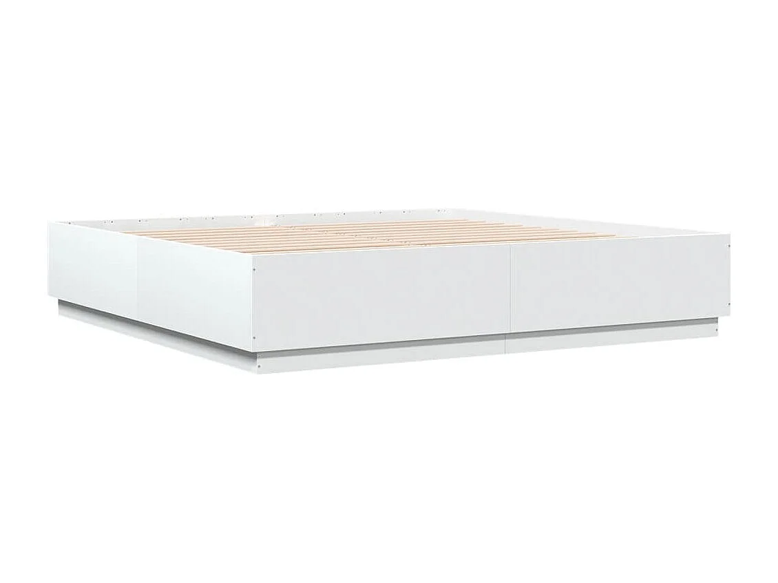 Cadre de lit blanc 200x200 bois d'ingénierie