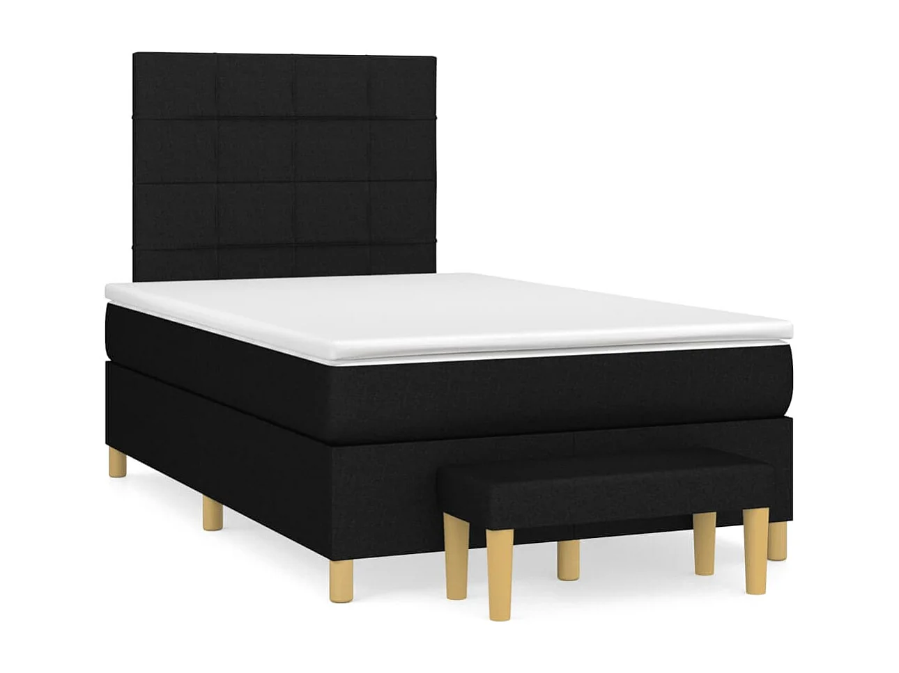 Sommier à lattes de lit avec matelas noir 120x190 tissu