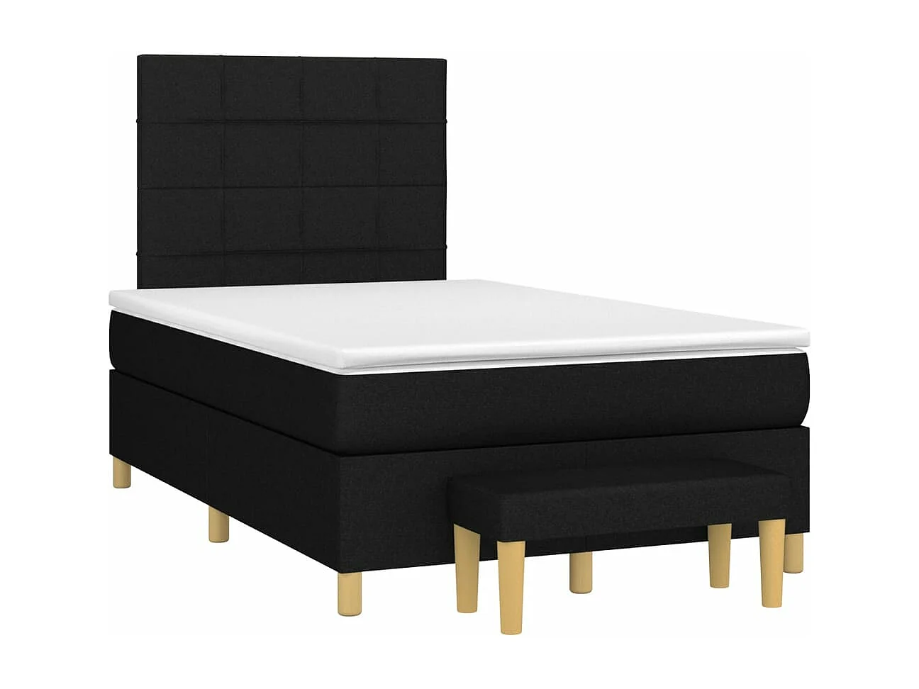 Sommier à lattes de lit avec matelas noir 120x190 tissu