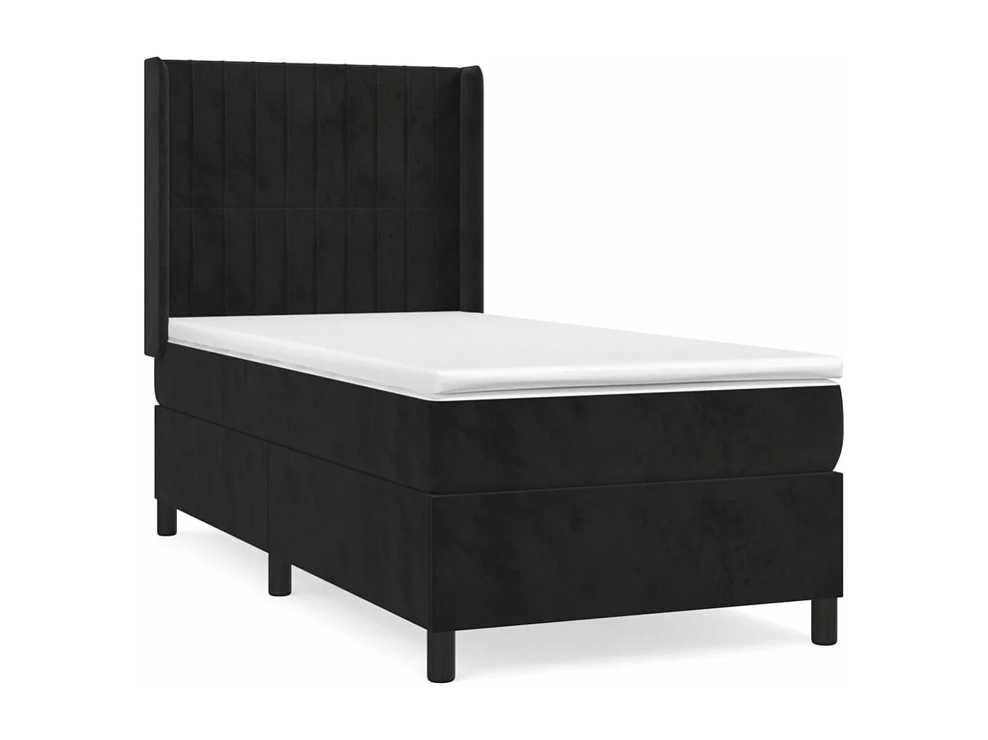 Sommier à lattes de lit avec matelas Noir 100x200 Velours