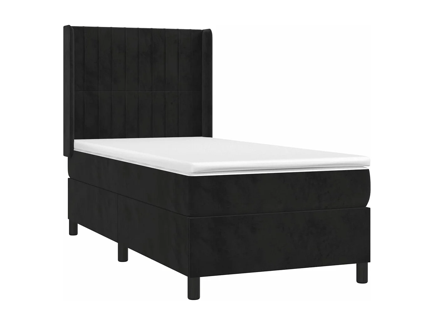 Sommier à lattes de lit avec matelas Noir 100x200 Velours