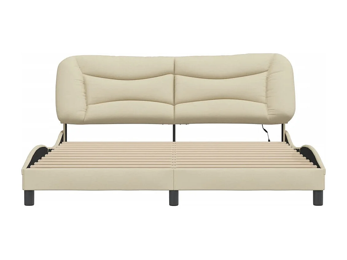 Cadre de lit avec lumières LED crème 180x200 tissu