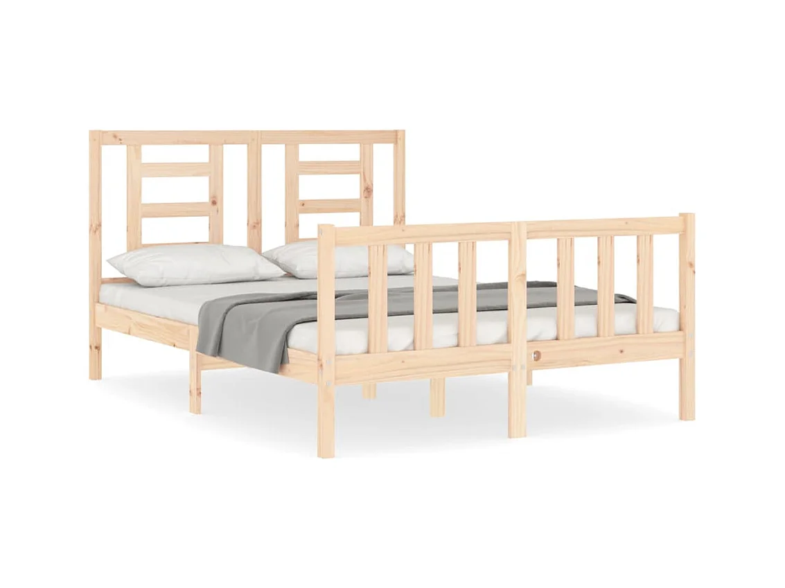 Bedframe met hoofdbord massief hout 140x190 cm