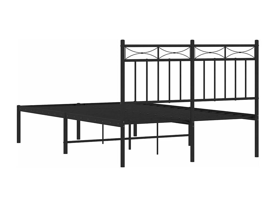 Cadre de lit métal avec tête de lit noir 120x200