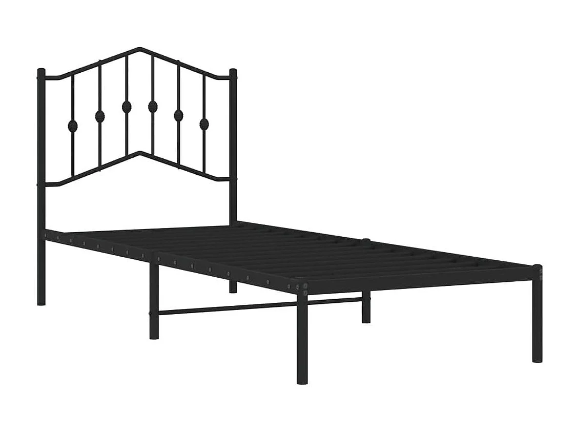 Cadre de lit métal avec tête de lit noir 80x200