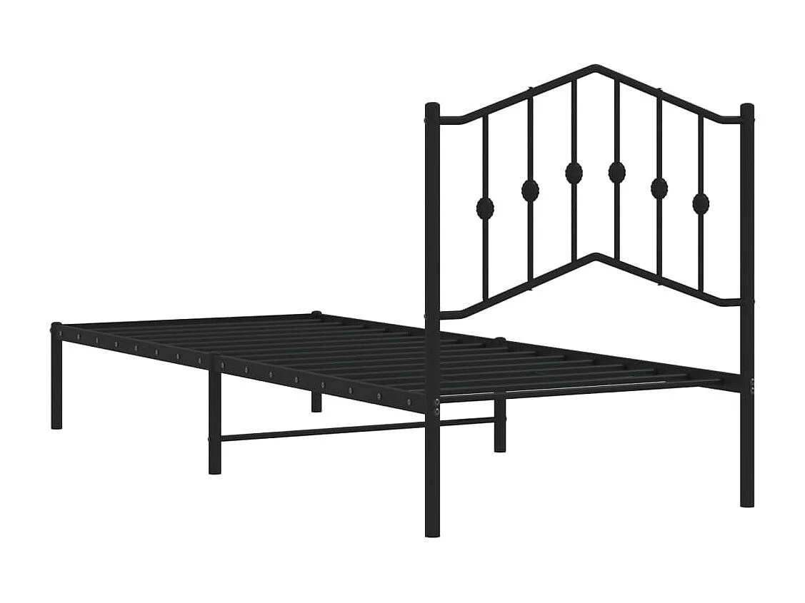 Cadre de lit métal avec tête de lit noir 80x200