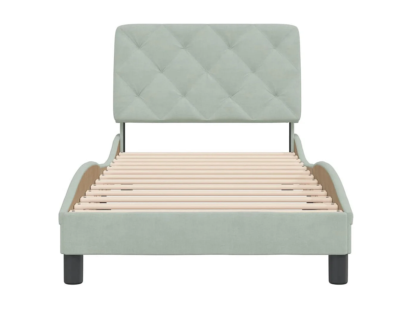 Cadre de lit avec tête de lit Gris clair 80x200 Velours