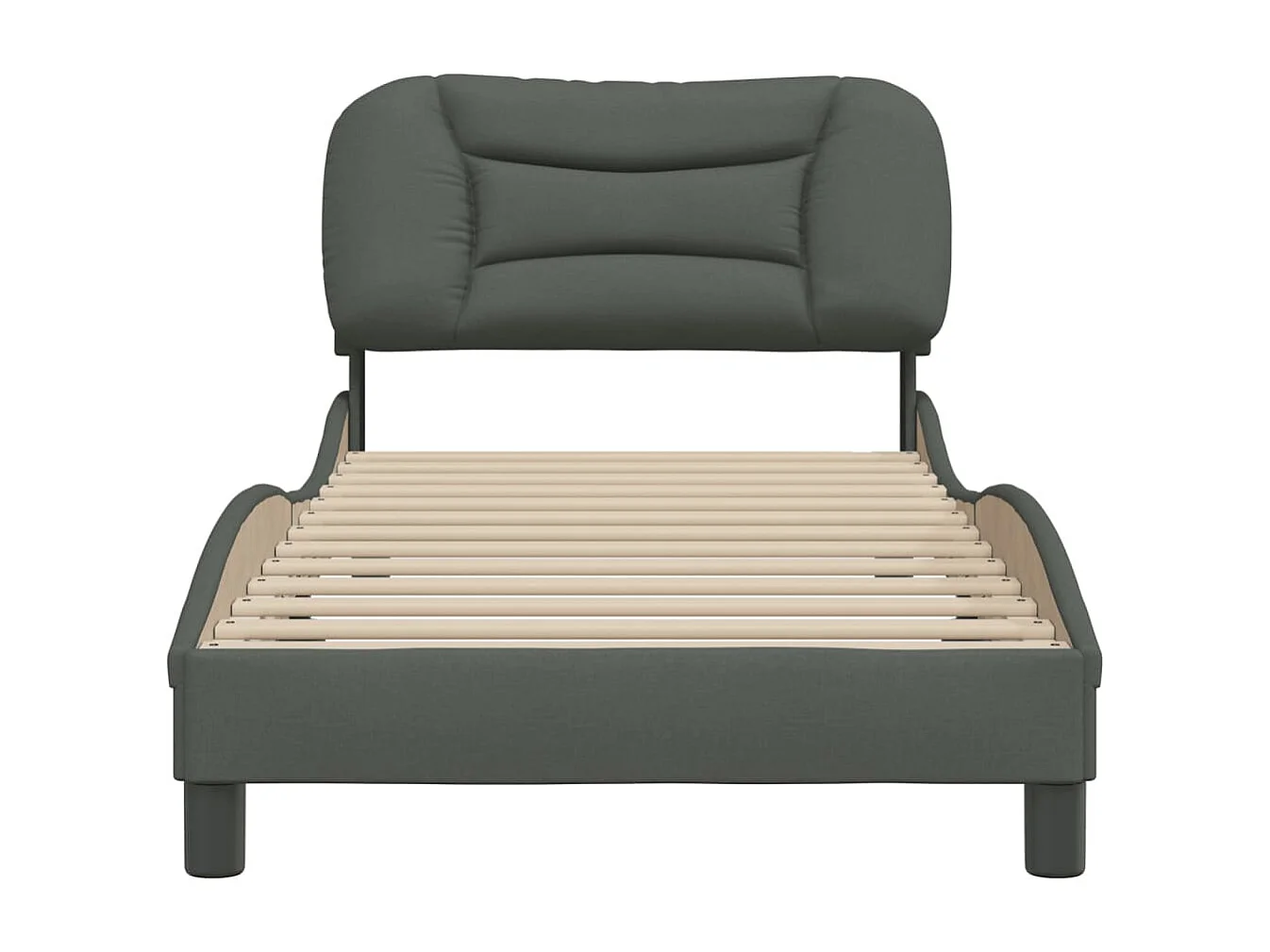 Cadre de lit avec tête de lit Gris foncé 90x200 Tissu