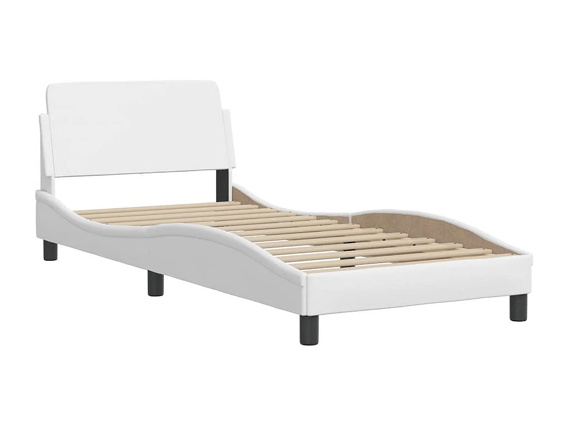 Lit avec matelas blanc 90x190 similicuir