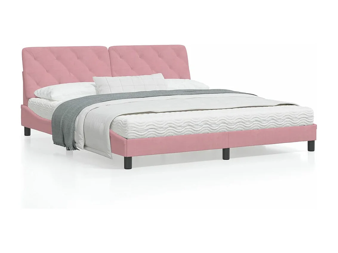 Cadre de lit avec tête de lit Rose 180x200 Velours