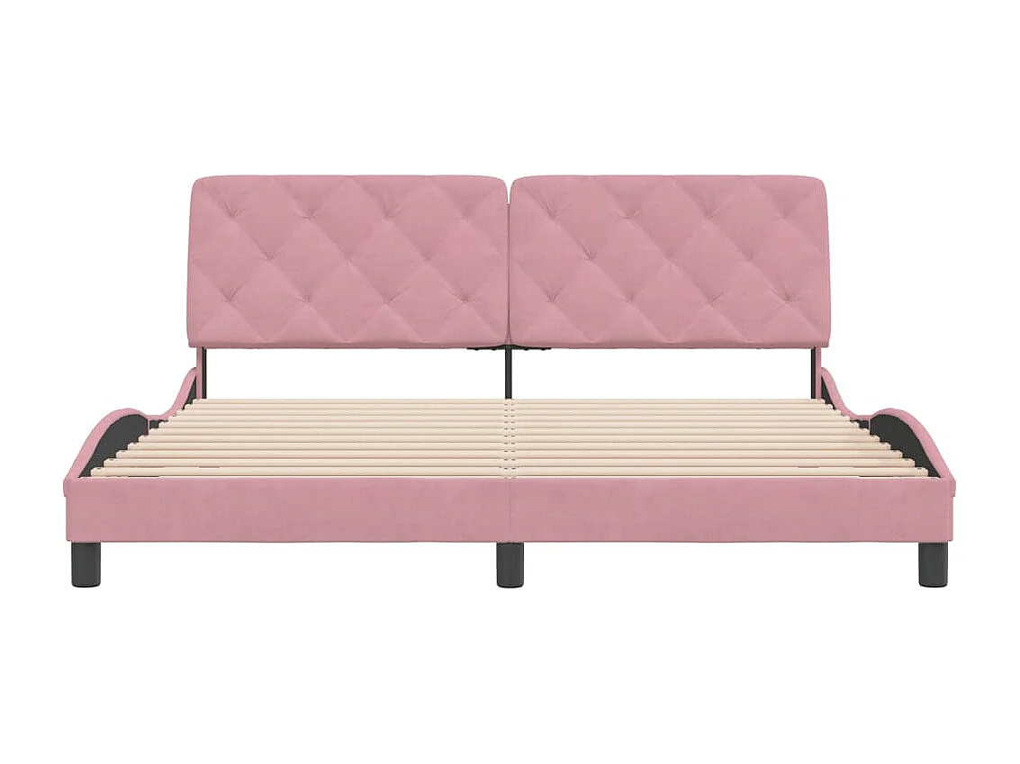 Cadre de lit avec tête de lit Rose 180x200 Velours