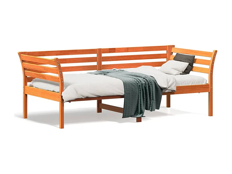 Lit de jour marron 75x190 bois de pin massif