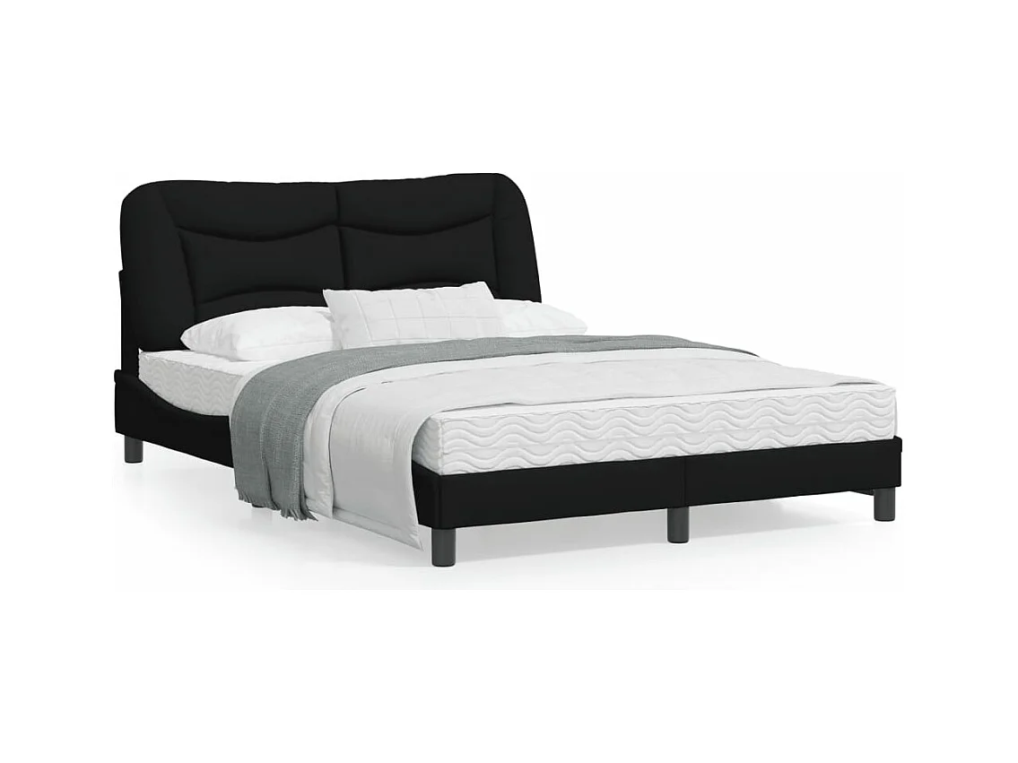 Cadre de lit avec lumières LED noir 120x200 tissu