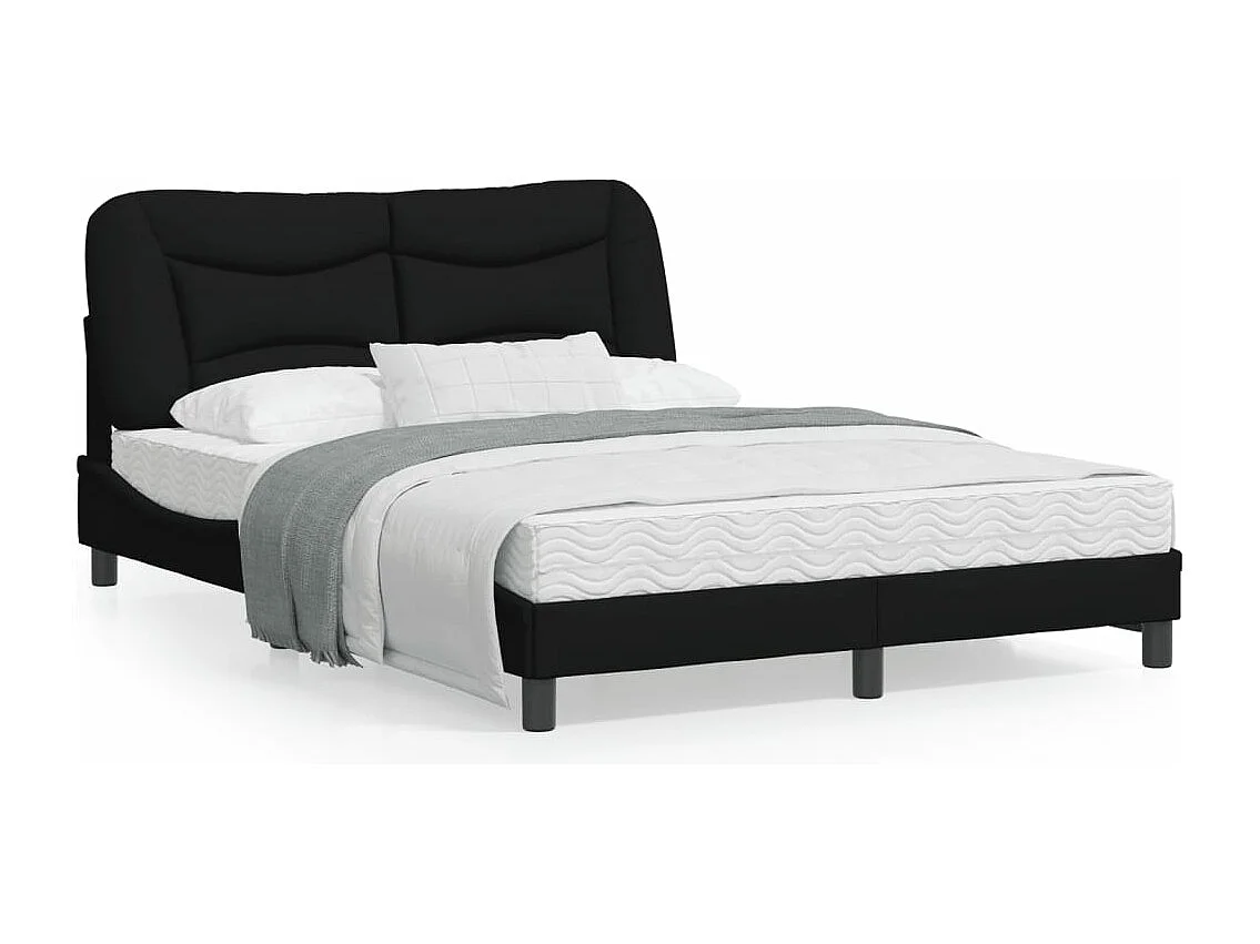 Cadre de lit avec lumières LED noir 120x200 tissu