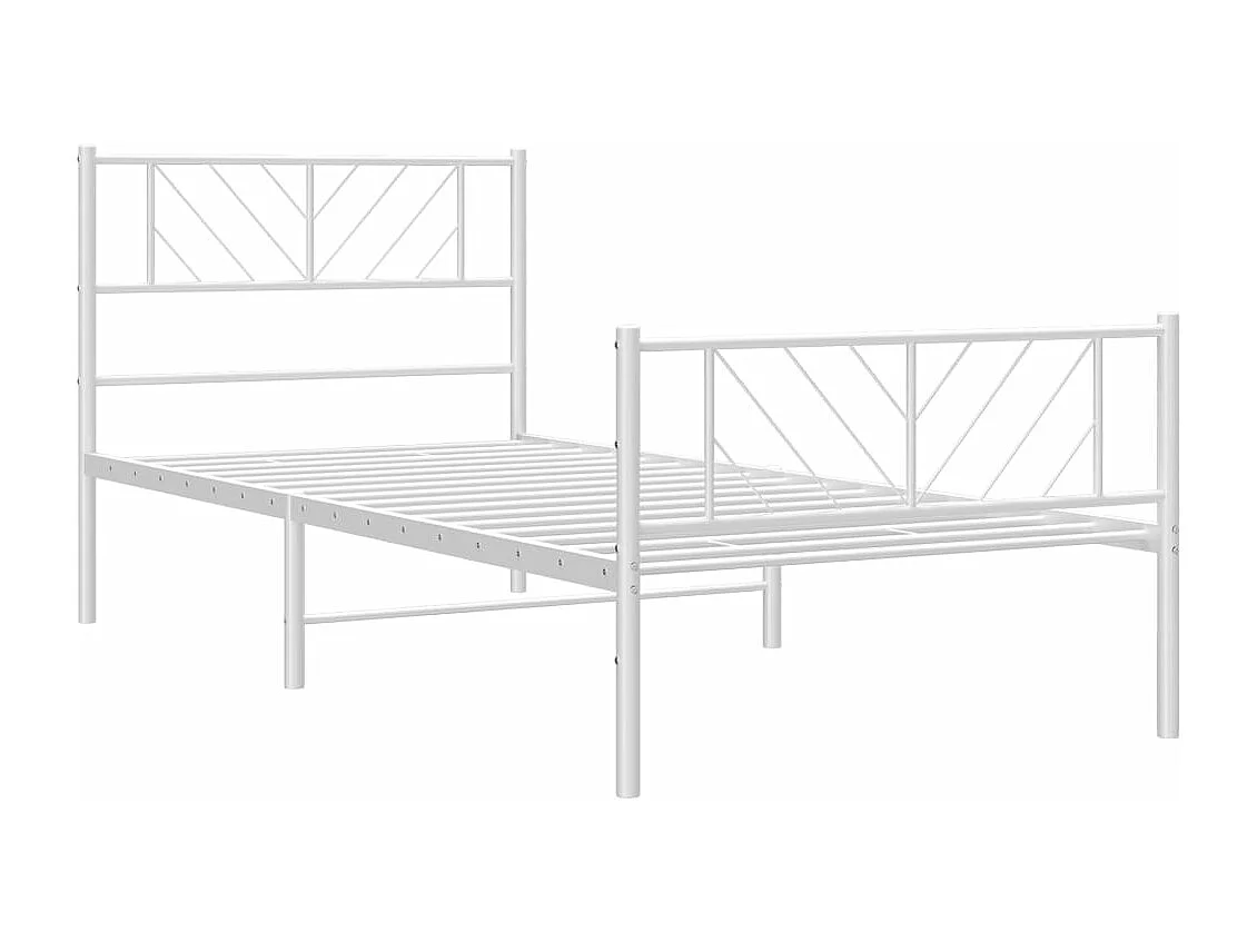 Bedframe met hoofd- en voeteneinde metaal wit 75x190 cm
