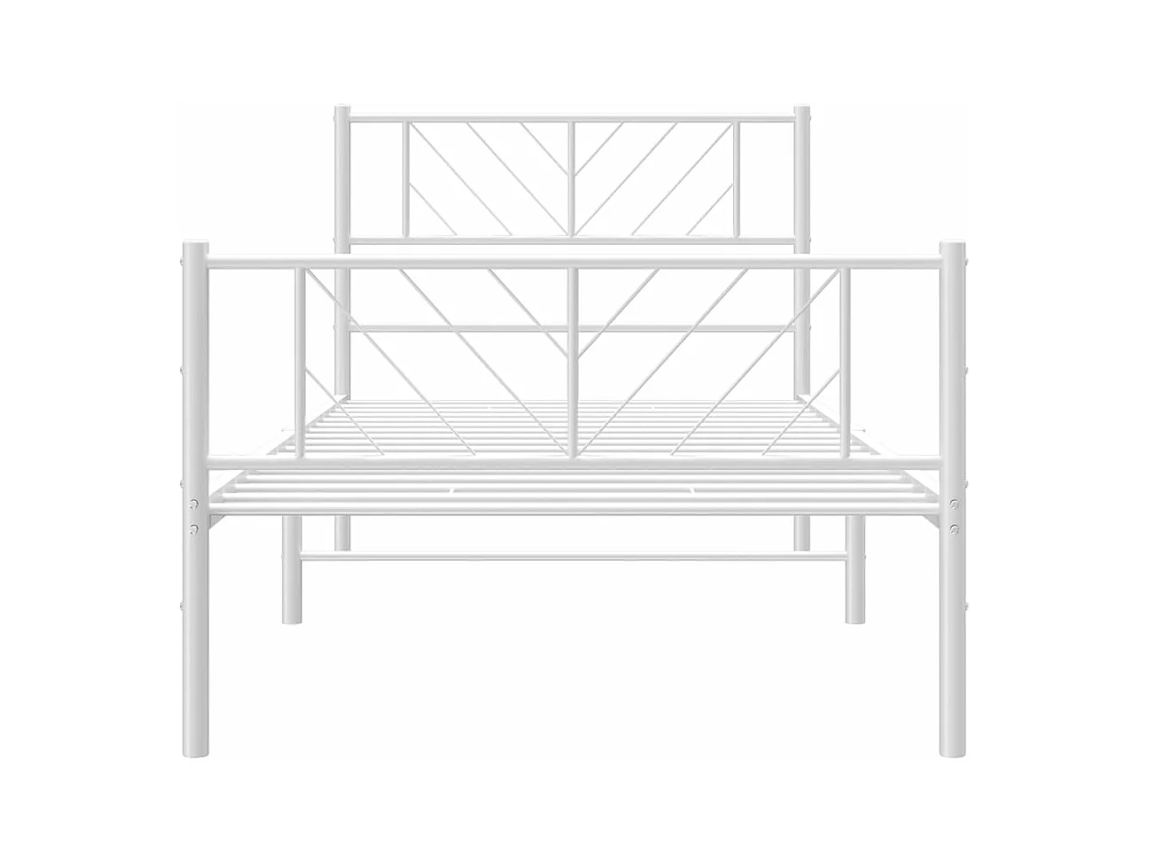 Cadre de lit métal avec tête de lit-pied de lit blanc 75x190