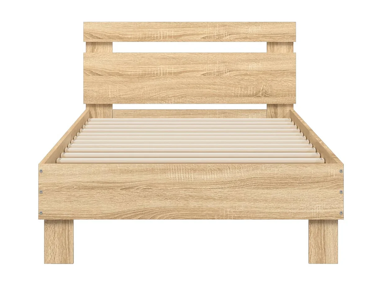 Cadre de lit tête de lit et lumières LED chêne sonoma 90x190