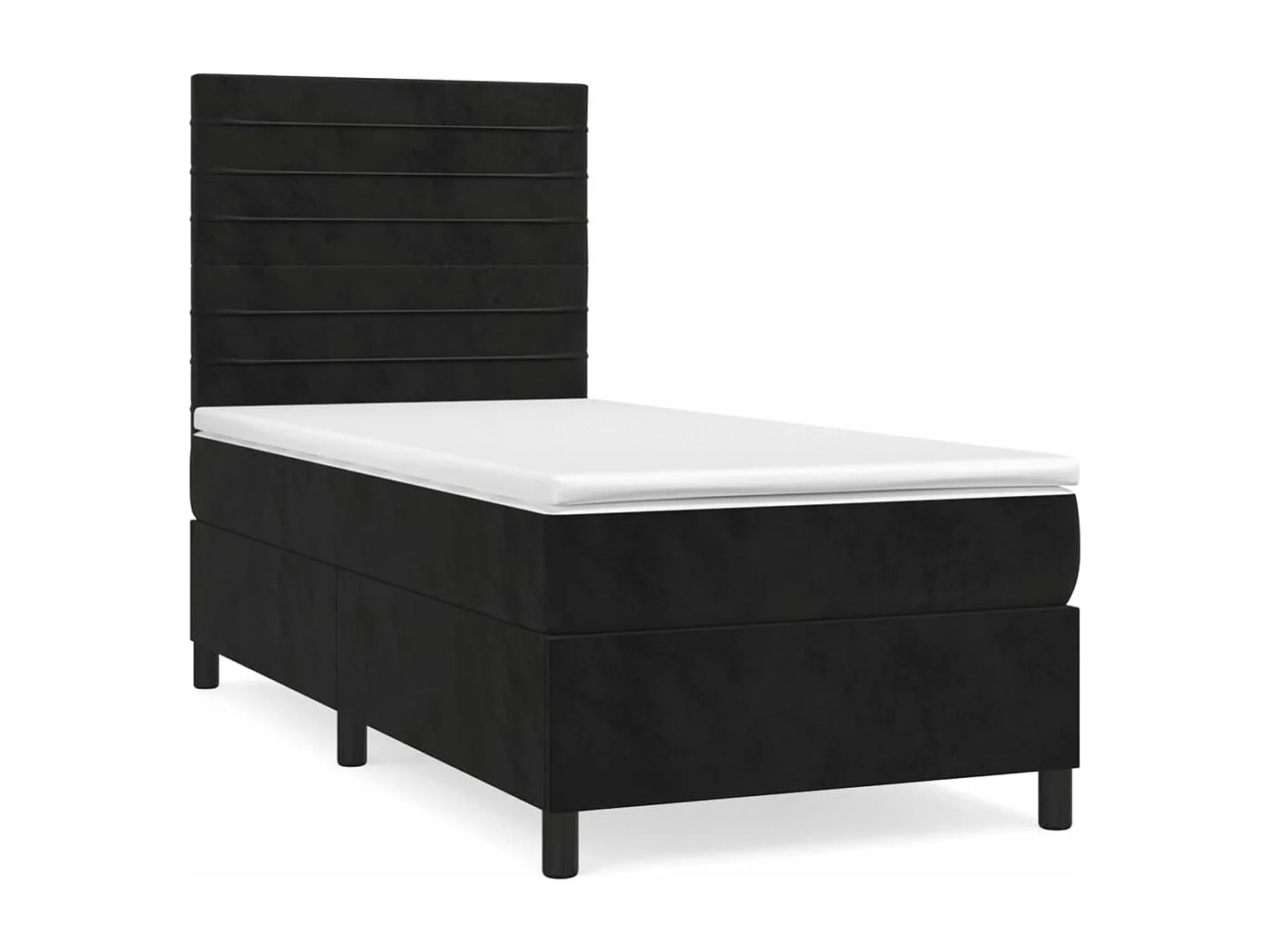 Sommier à lattes de lit avec matelas Noir 90x190 Velours