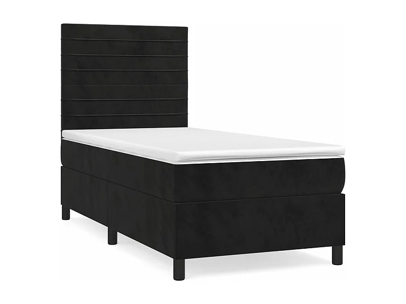 Sommier à lattes de lit avec matelas Noir 90x190 Velours