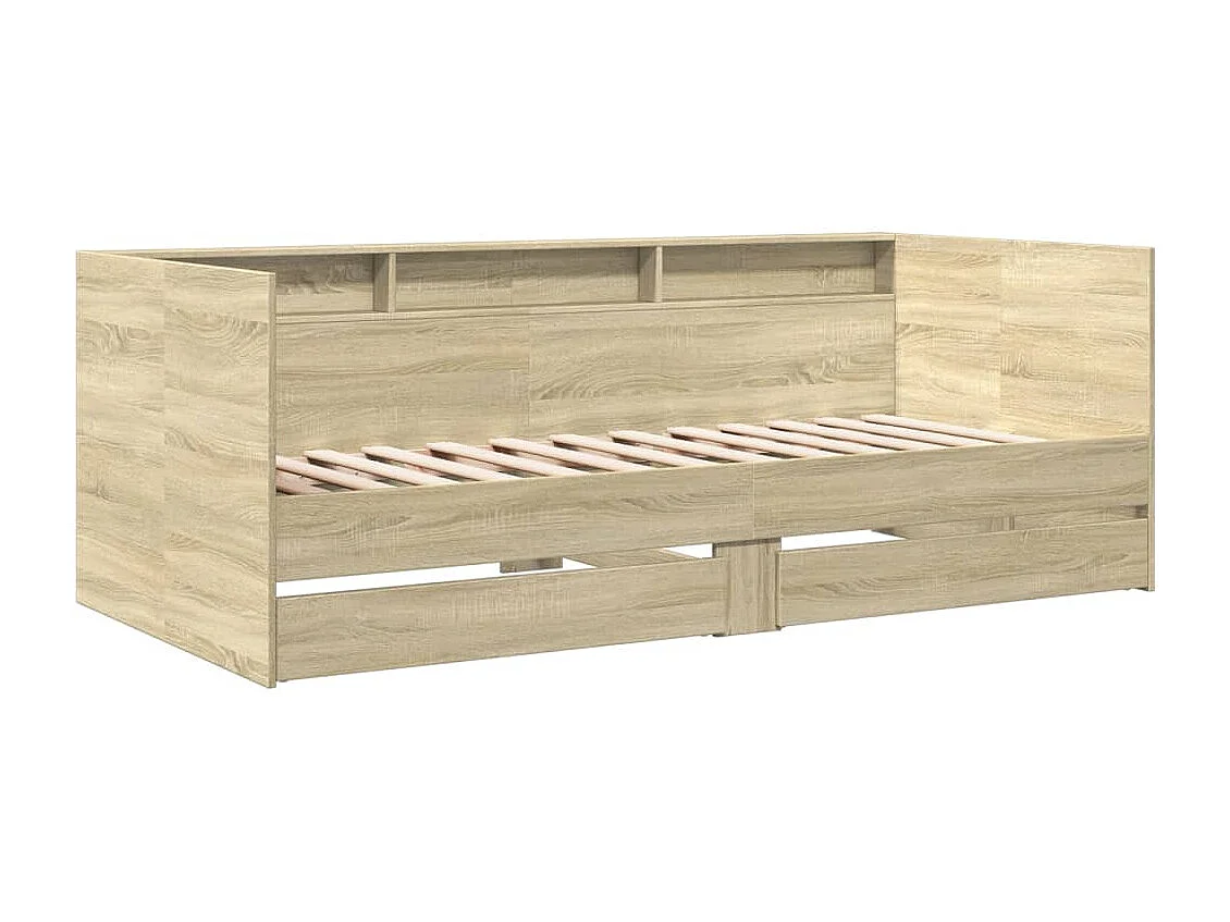 Lit de jour et tiroirs chêne sonoma 100x200 bois ingénierie