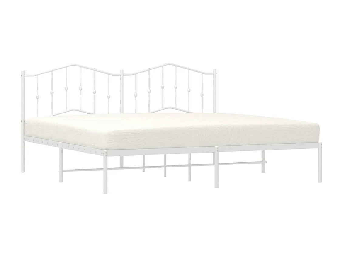 Cadre de lit métal avec tête de lit blanc 193x203