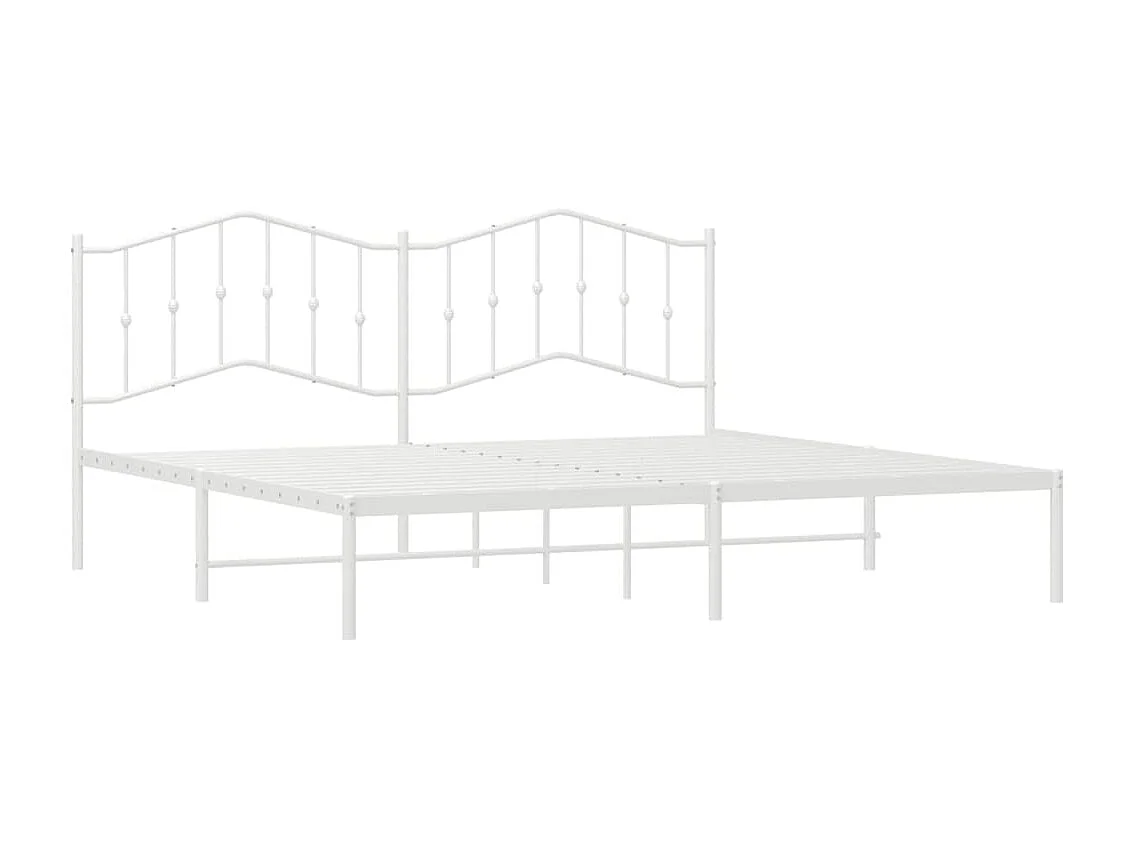 Cadre de lit métal avec tête de lit blanc 193x203