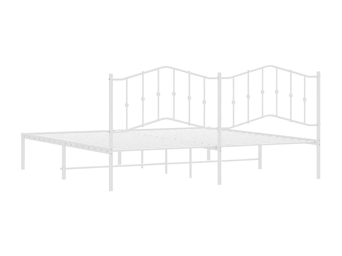 Cadre de lit métal avec tête de lit blanc 193x203