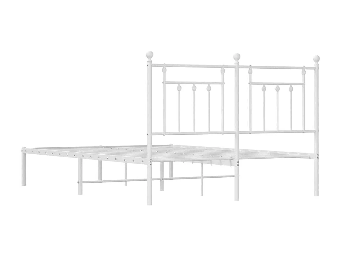 Cadre de lit métal avec tête de lit blanc 140x200